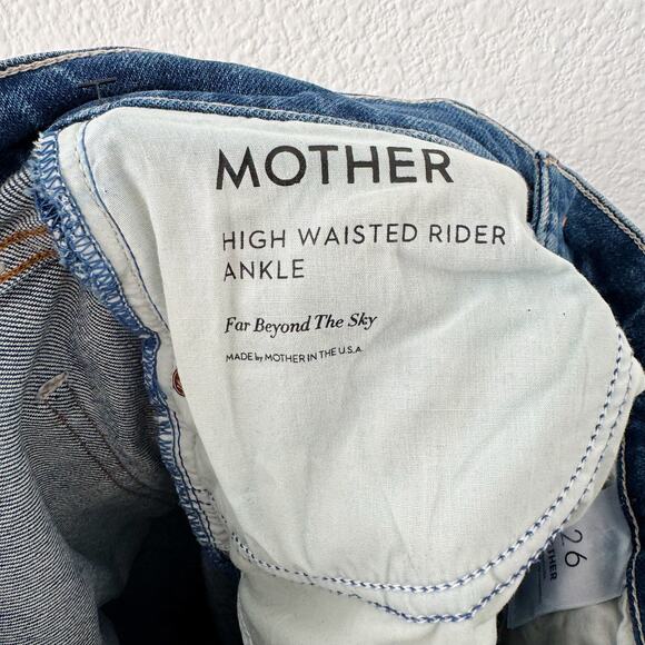 Mother High Waisted Rider Ankle Jeans Far Beyond The Sky Distressed Size 26 - Picture 7 of 7